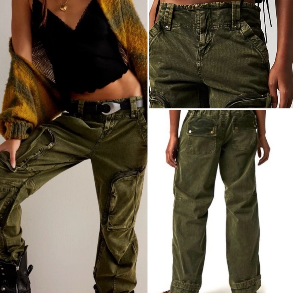 NWT Free People We The Free Can't Compare Cargo Pants - Dusty Olive - XS